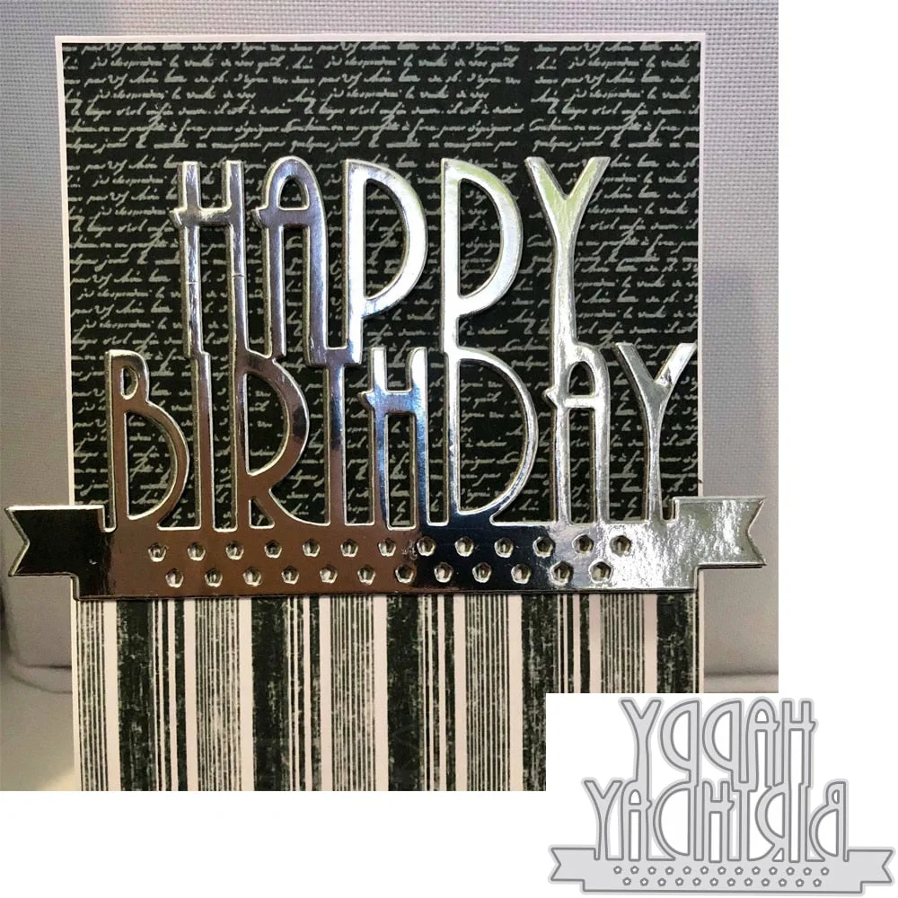 Happy Birthday Craft Metal Cutting Dies Mold Punch Stencil for DIY Scrapbooking Paper Album Photo Cards Making Dies Cut