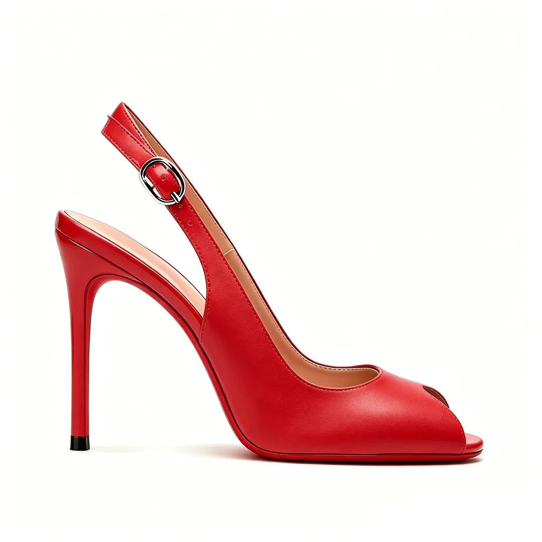  100mm Red Bottom Matte  Peep Toe Thin Heel Sandals-MERUMOTE