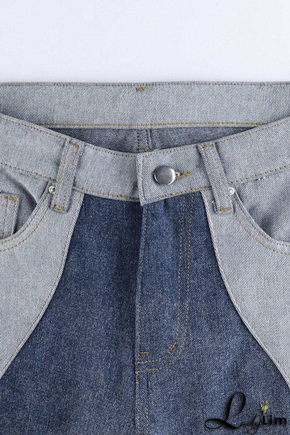 Blue Casual Street Solid Split Joint High Waist Denim Jeans