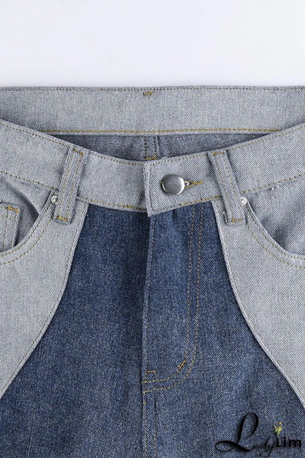 Blue Casual Street Solid Split Joint High Waist Denim Jeans
