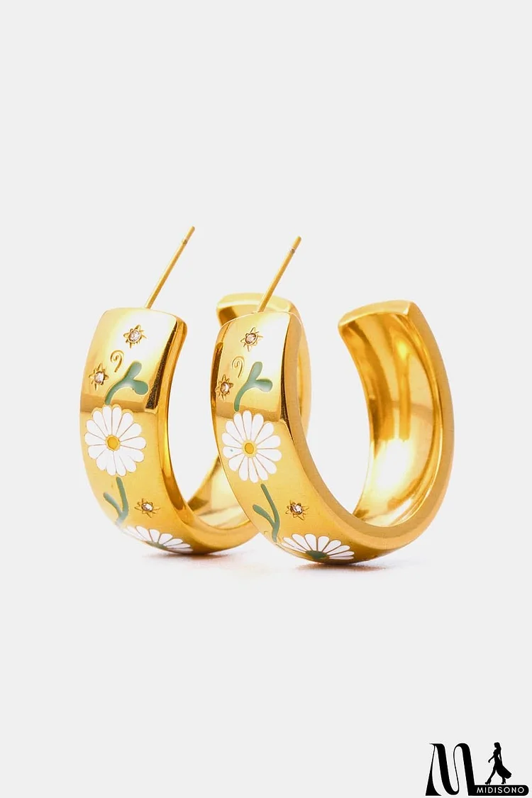 Stainless Steel 18K Gold Plated Ring Shape C-Hoop Earrings