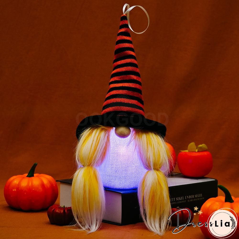 Halloween Gnome Hanging With Lights For Holiday Decoration