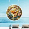 (25cm)DIY Acrylic Jigsaw Puzzle Window Hanging with Hanging Chain DIY Stained Glass Decoration Round Window Puzzle Decor for DIY Craft Project (Stained Glass Goldfish)