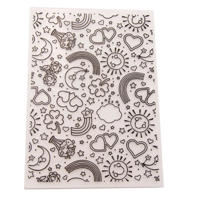 Rainbow Heart Sun Moon Star Embossing Folders DIY Making Paper Cards Craft Card Stencil Scrapbook Template Plastic Wedding Decor
