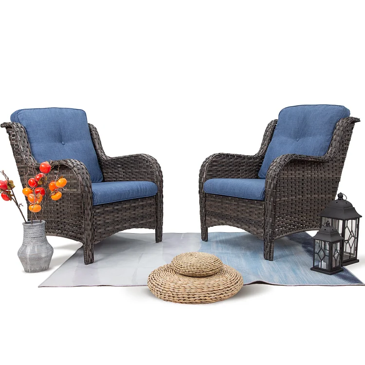 Joyside Outdoor Wicker Patio Dining Chairs, 2-Set