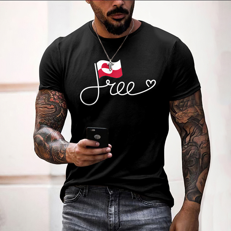 Men's Vintage Free Greenland Short Sleeve Crew Neck Casual T-shirt artswardrobe
