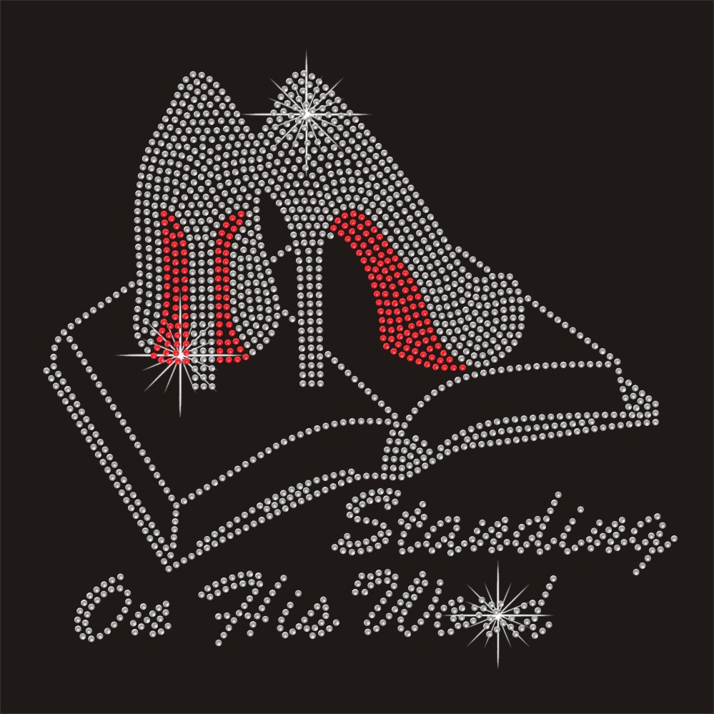 Standing on his word high heel jesus design hot fix rhinestone transfers