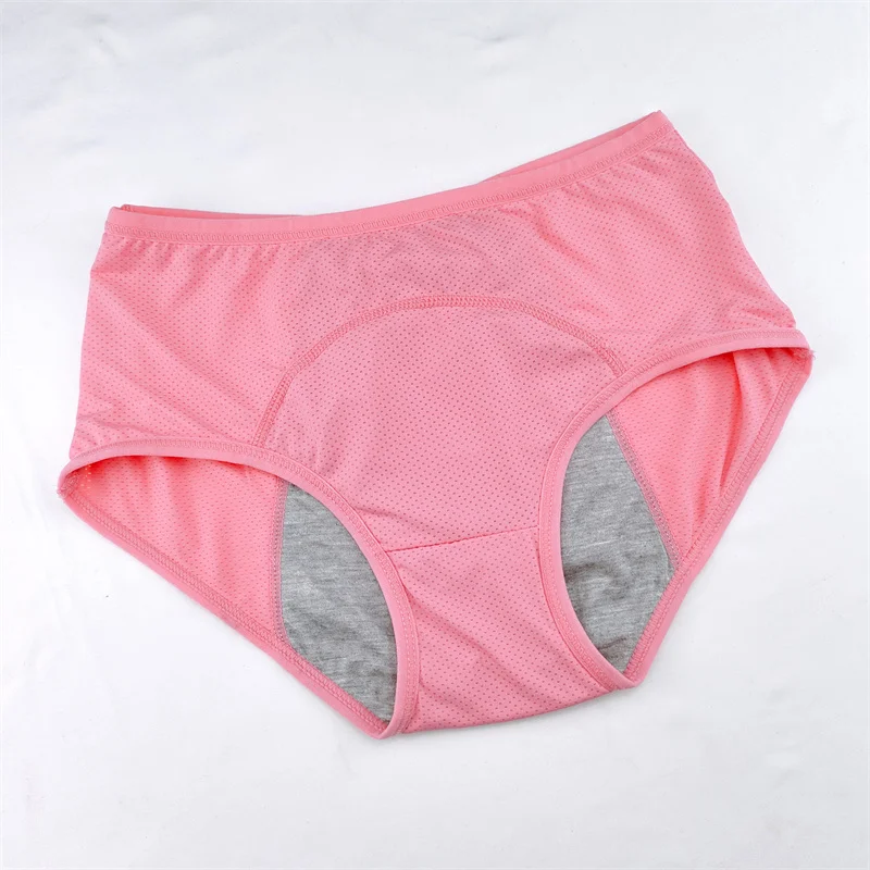 Damokan High Elasticity Menstruation Underwear Mid Rise Leak-proof Safety Briefs Plus Size Seamless Panties Nude Cotton Solid Lingerie