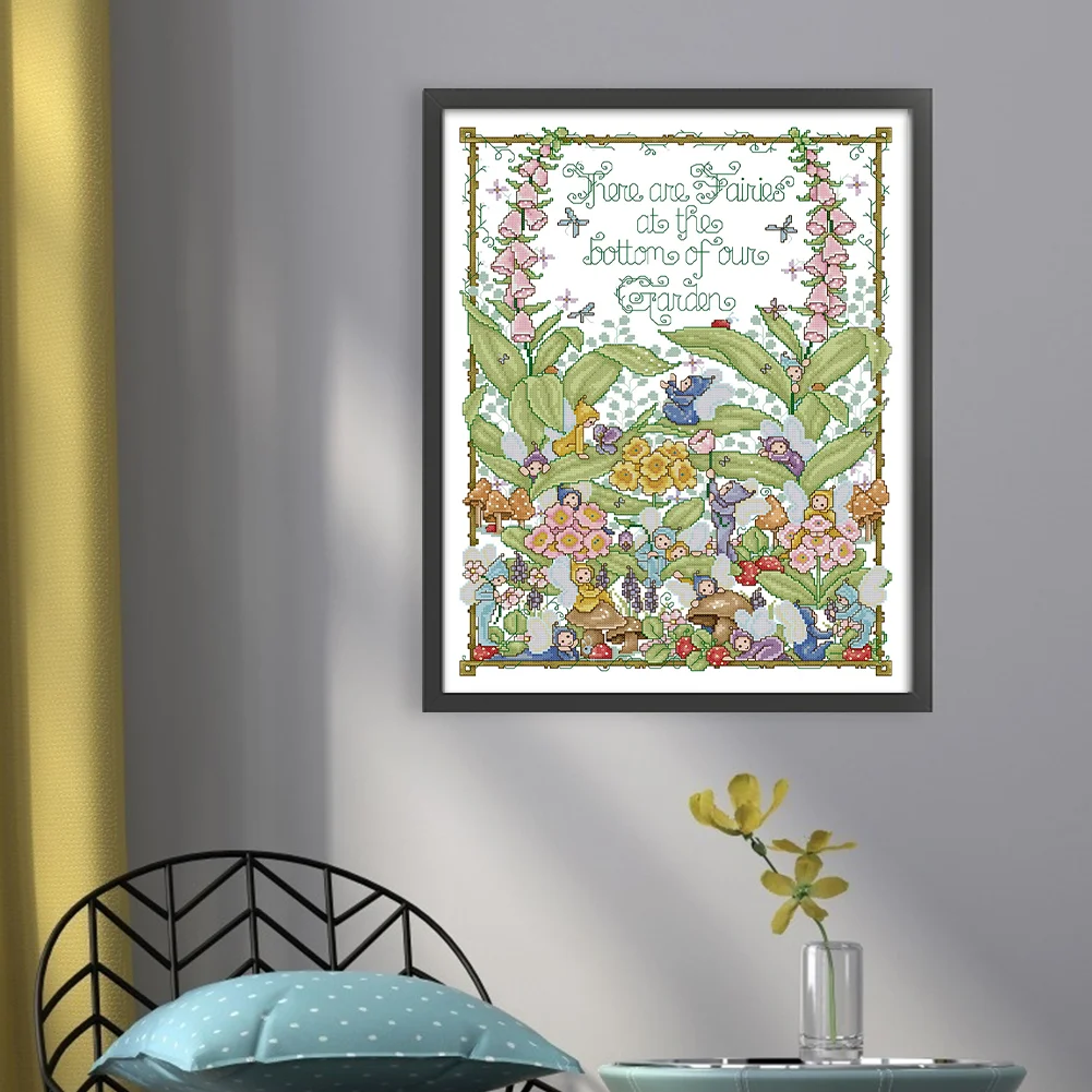 14CT Full Stamped Cross Stitch - Garden Elf(Canvas|41*52CM)