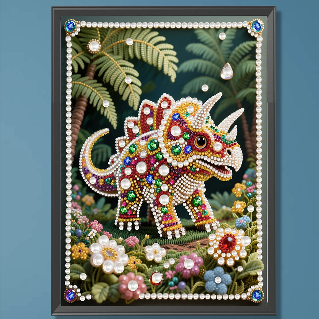 Rhinoceros Special Shaped 5D DIY Partial Drill Pearl Gem Diamond Art Painting Kit for Adults Beginners Home Decor Art Craft Pearl Diamond Painting 30x40cm