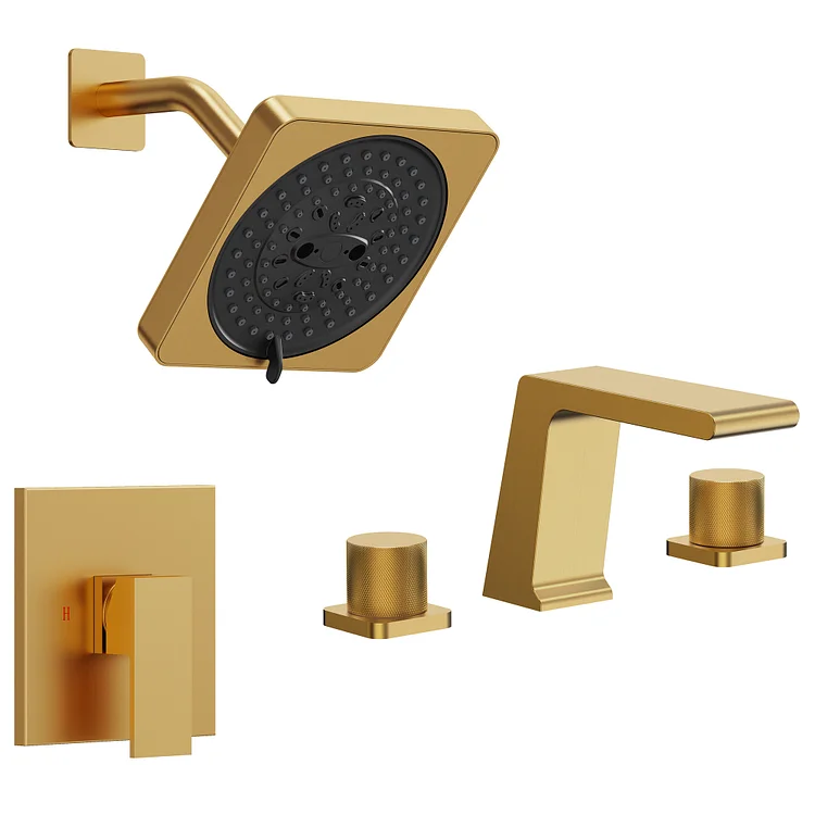 EVERSTEIN 7settings shower head with widespread sink faucet combination ES-1130-1008-GD