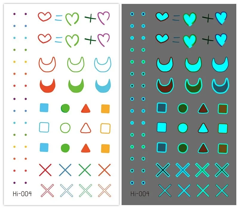 15 kinds Cute Small Blue Light Luminous Temporary Tattoo Face Hand Sticker Party Disposable Noctilucent tatouage temporaire