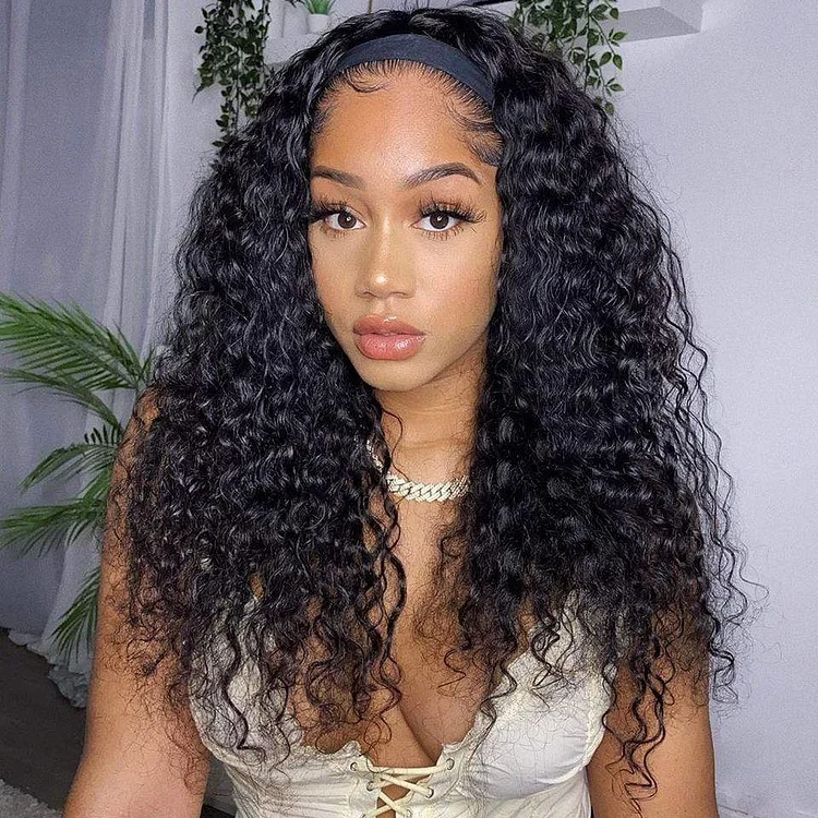 Headband Kinky Curly Natural Human Hair-elleschic