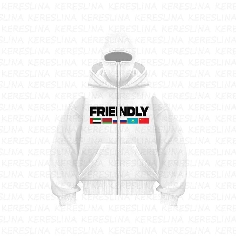 Athvotar Athvotar Trendy Pop Double Hat Design Hoodie Autumn And Winter New Men's And Women's Loose Y2K Jacket