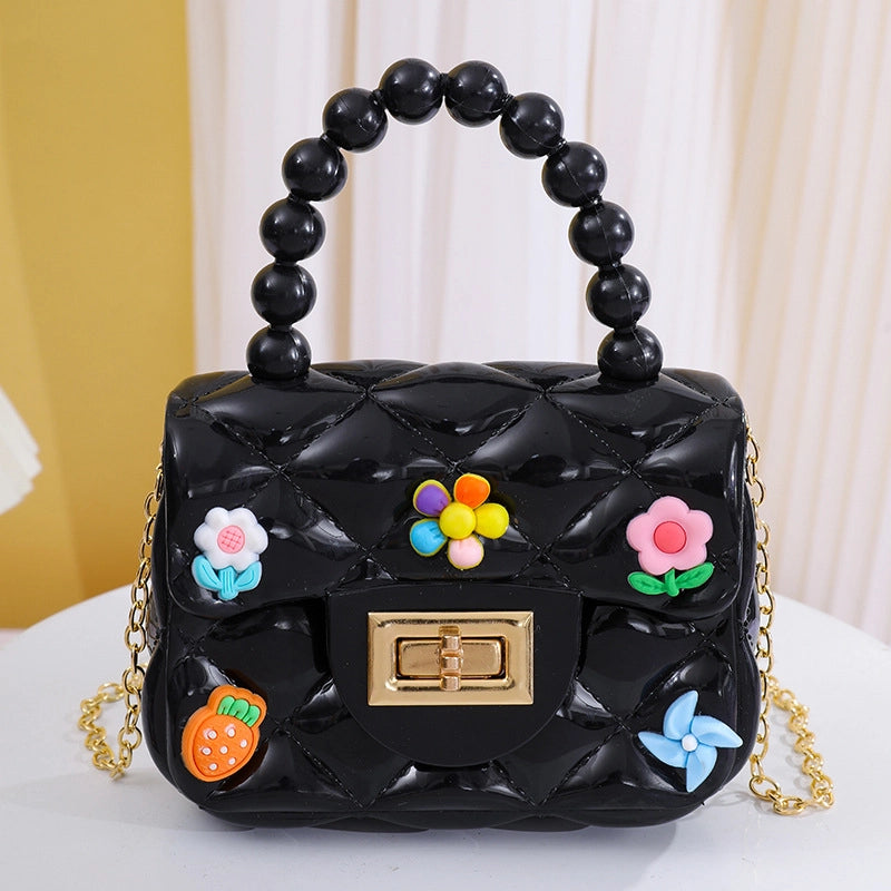Women’s Small PVC Color Block Streetwear Square Lock Clasp Handbag