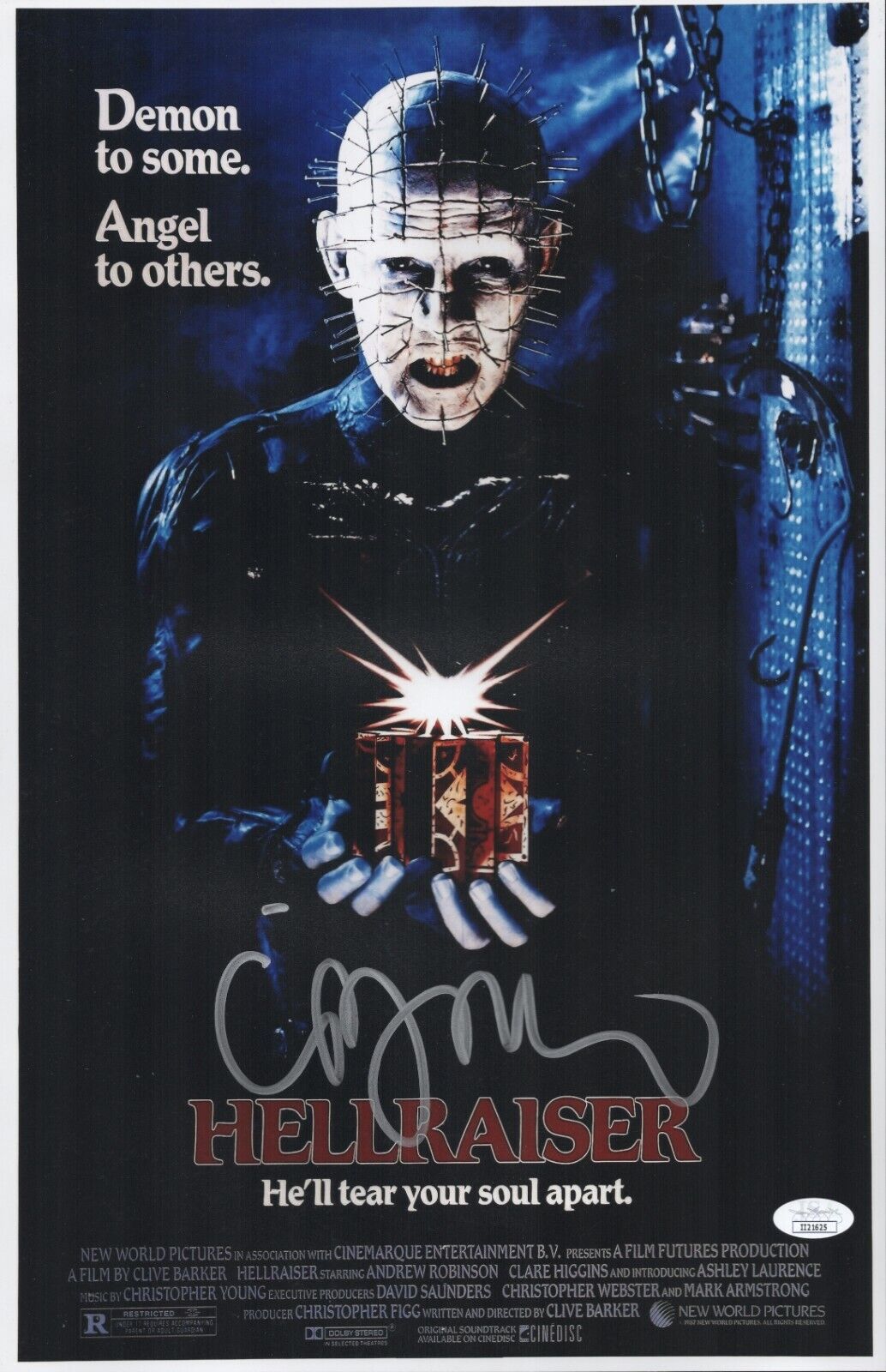 Clive Barker Hand Signed 11x17 Hellraiser Director Authentic Autograph JSA COA