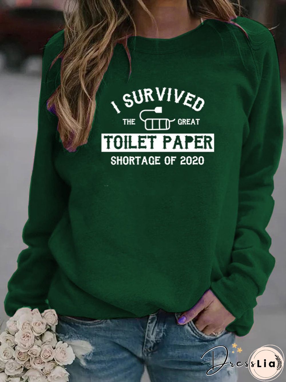 Vintage Statement Letter Printed Long Sleeve Crew Neck Plus Size Casual Tops