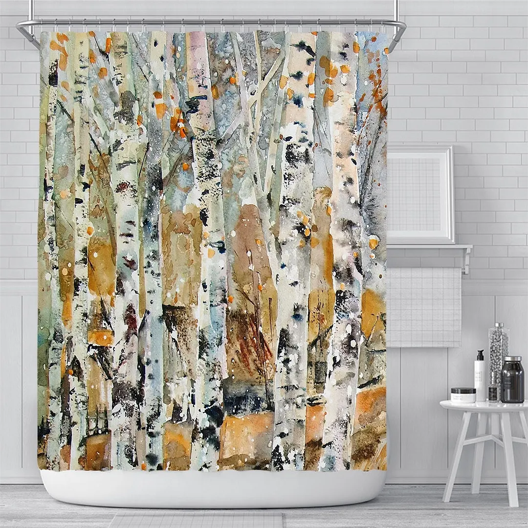 3D Nordic Style Art Painting Bath curtain Waterproof Shower Curtains Geometric Bath Screen Printed Curtain for Bathroom Navidad