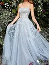 Shiny Embroidered Backless A-Line Evening Bandeau Maxi Dress