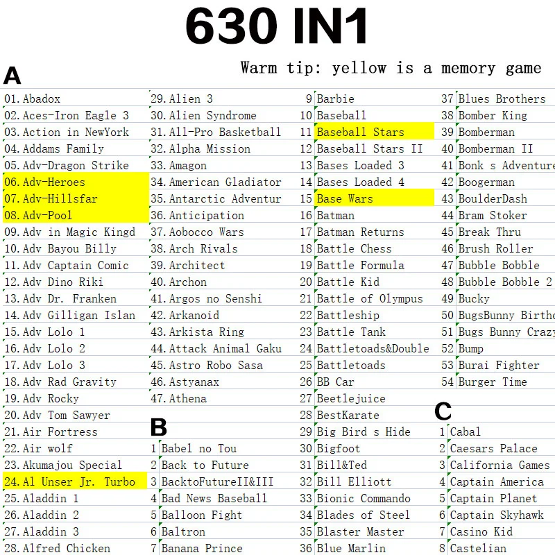 630in1 Classic Collection-Nes Mini and Famicom Mini Games+600 Classic NES Multicart Game Cartridge For 8 bit 72 pin NES console | Region Free