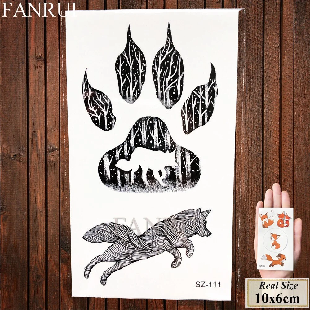 FANRUI Forest Bear Deer Temporary Tattoo Stickers Women Women Elk Fake Tatoo Body Arm Buy Summer Style Tattoo illustration Tree