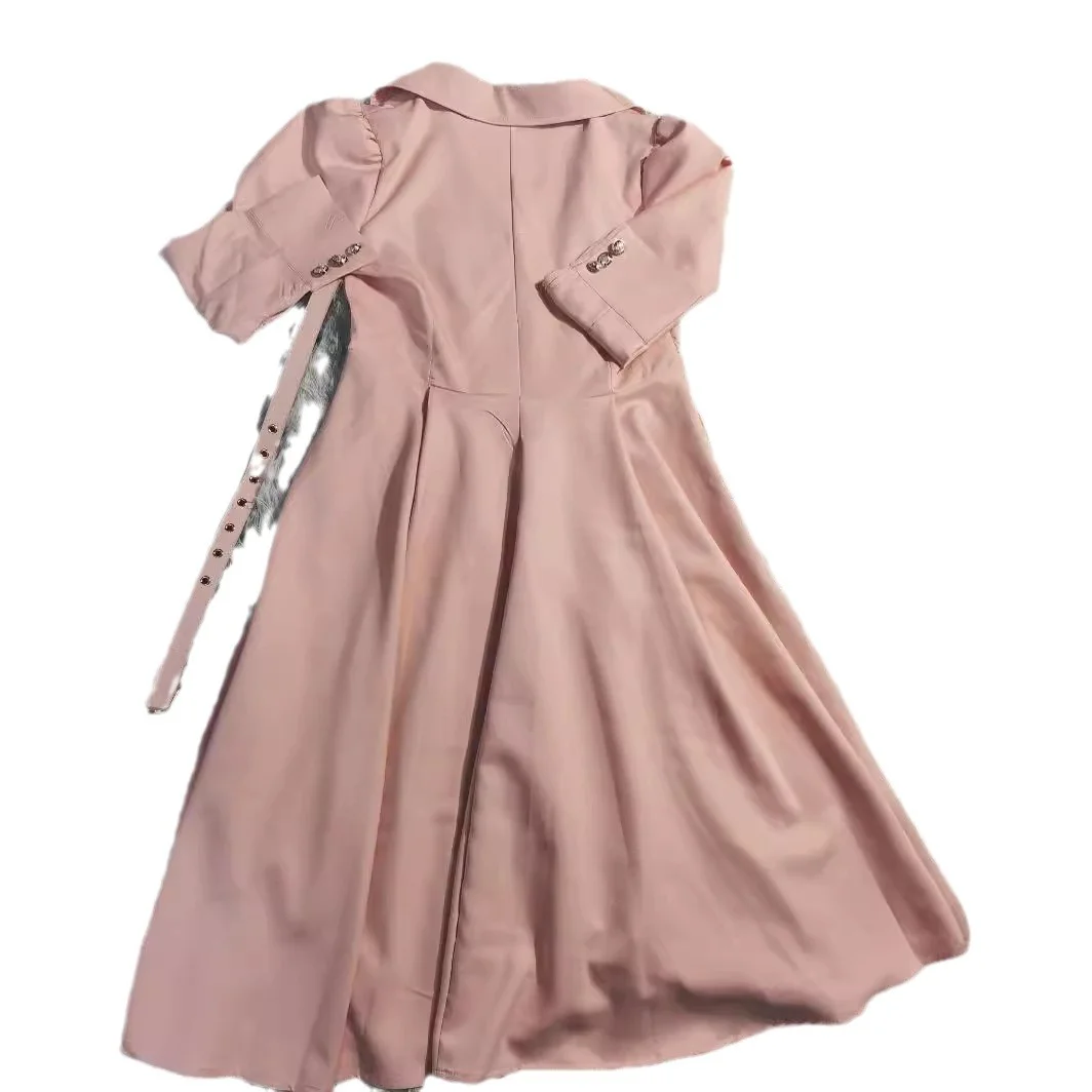 Wongn Wongn 2023 New Women's Jacket Lapel Pleated Belt Temperament Commuter Dress