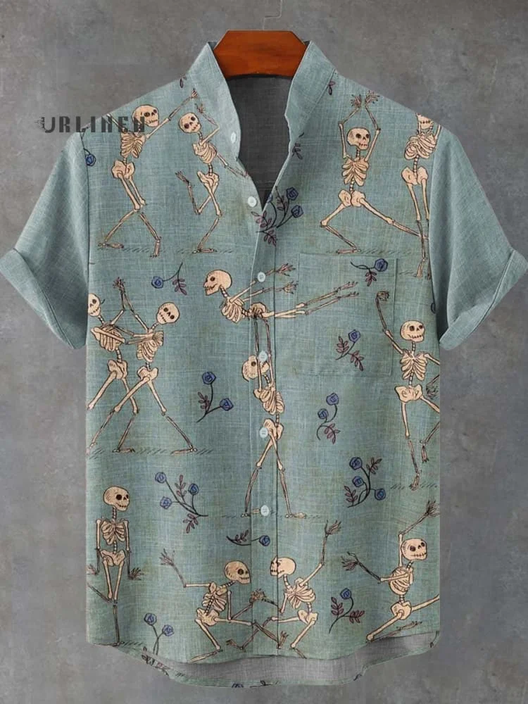 Weird Romantic Skull Pas De Deux Decorative Pattern Casual 100% Cotton Shirt