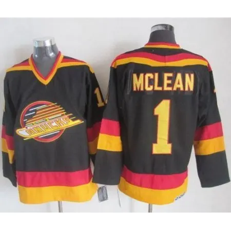 Canucks #1 Kirk Mclean Black/Gold CCM Throwback Stitched NHL Jersey