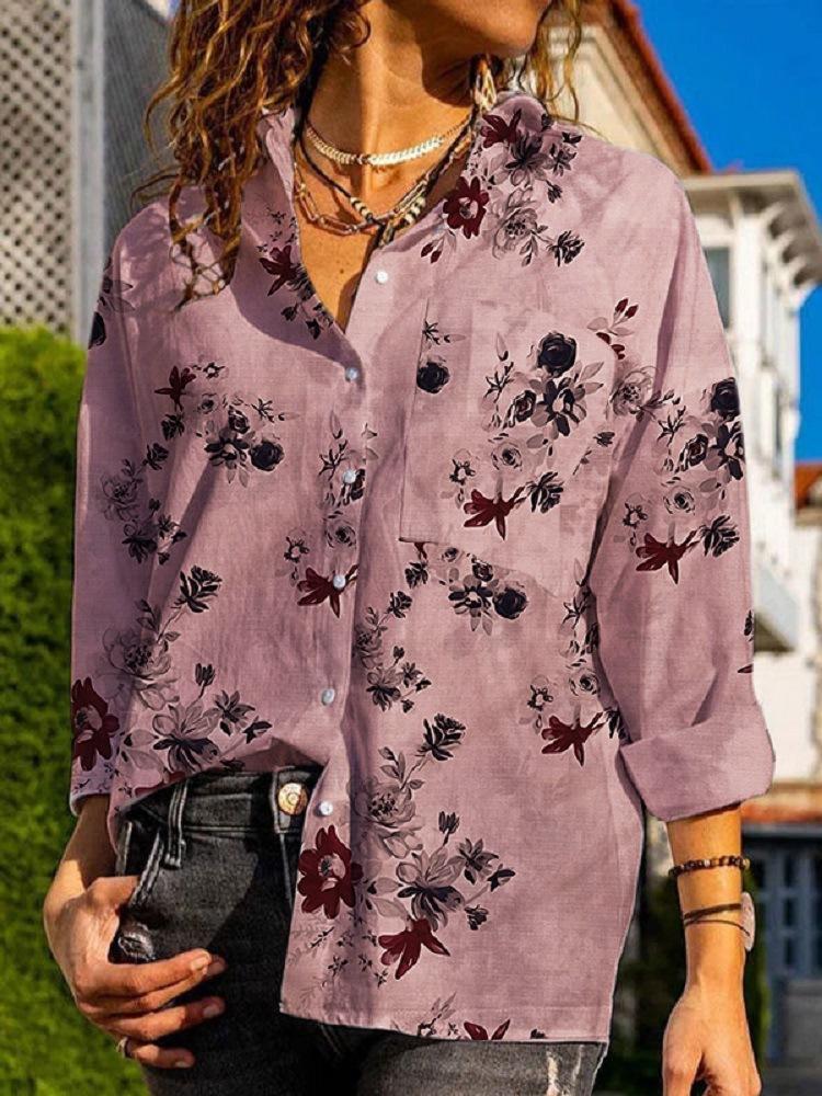 Women Half Sleeve V-neck Solid Color Dress