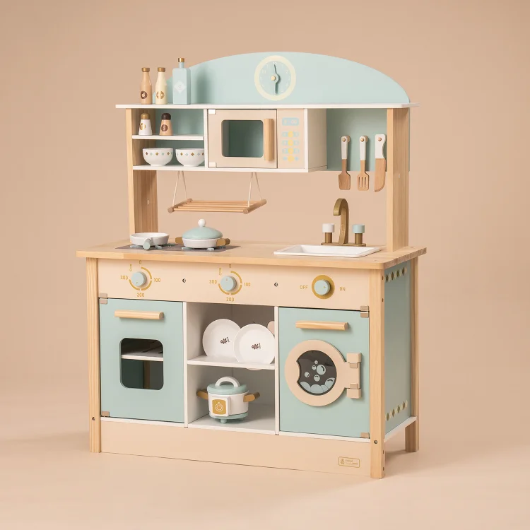 [Only Ship To U.S.] ROBUD Wooden Kitchen Pretend Play Set with Accessories WCF14 | Robotime Online