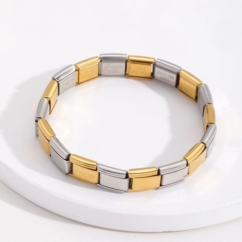 Minimalist Streetwear Solid Color 201 Stainless Steel 18K Gold Plated Italian Charm Bracelets In Bulk
