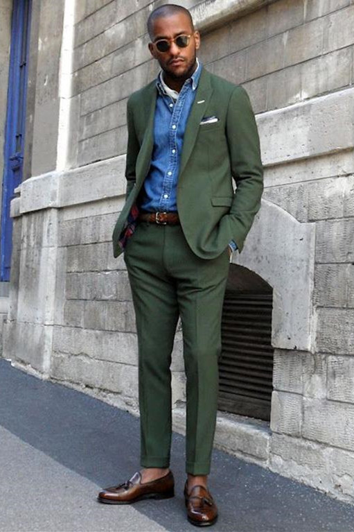 Bellasprom Handsome Dark Green Wedding Men's Suits With Peaked Lapel Bellasprom