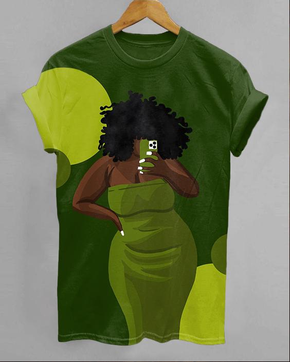 Afro Curve Women Round Neck Short Sleeve Shirt