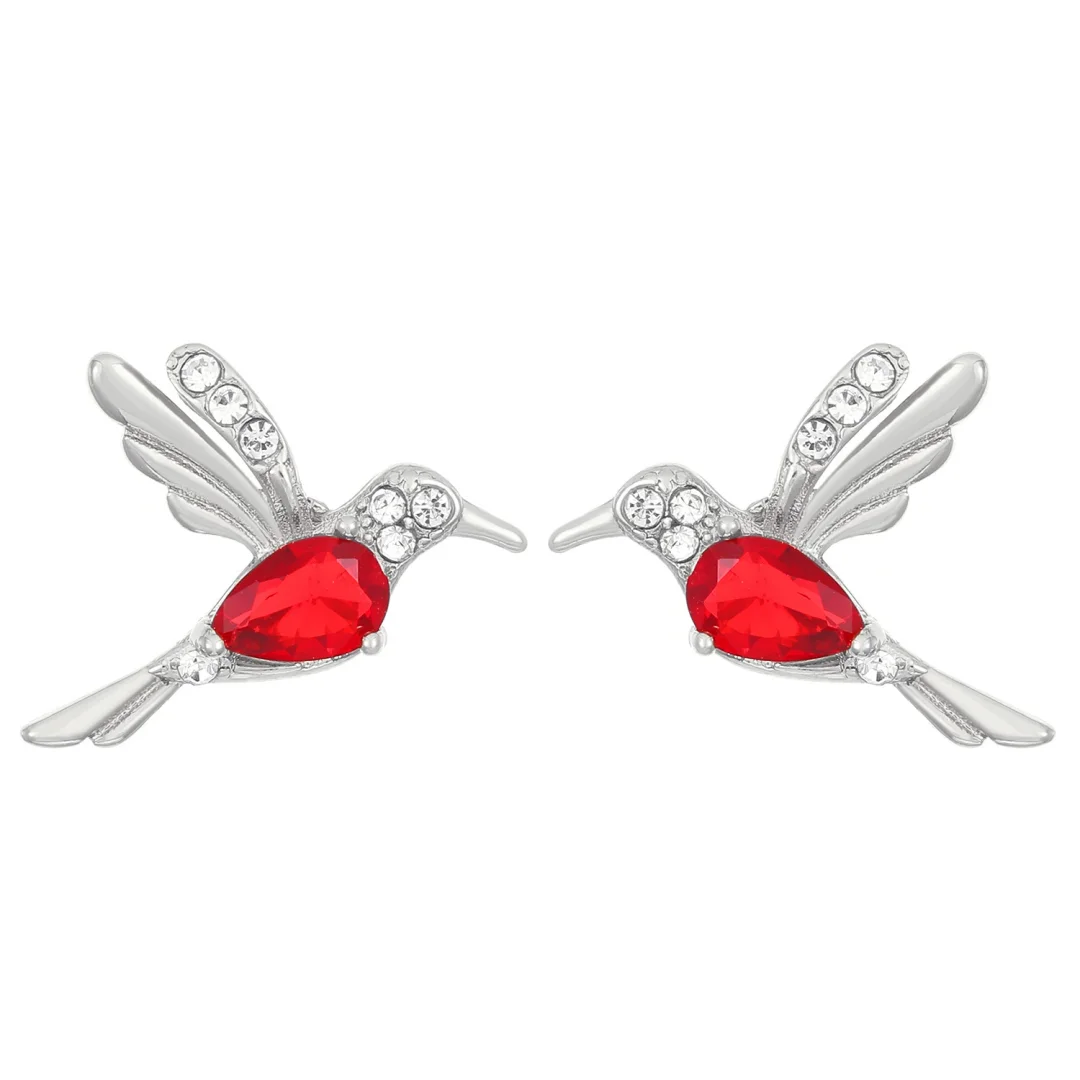 Hummingbird Zirconia Gold-Plated Earrings