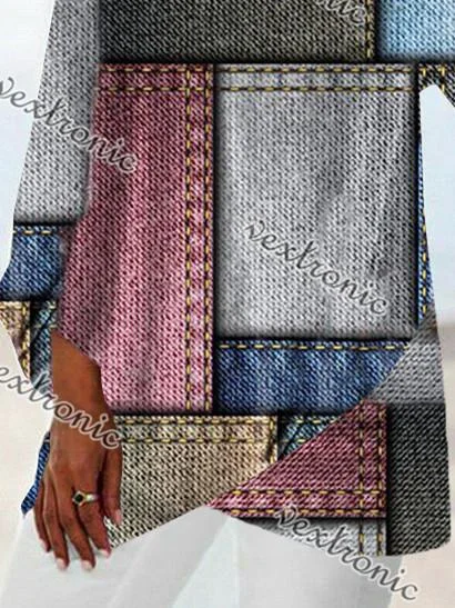 Women Half Sleeve V-neck Solid Color Dress