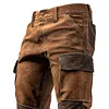 Men's Vintage Brown Suede Contrast Work Pants With Reinforced Knees by Inlyline