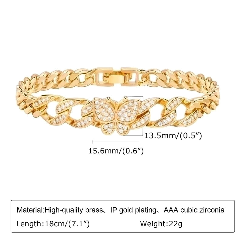 Copper Elegant Plating Inlay Snake Butterfly Zircon Bracelets