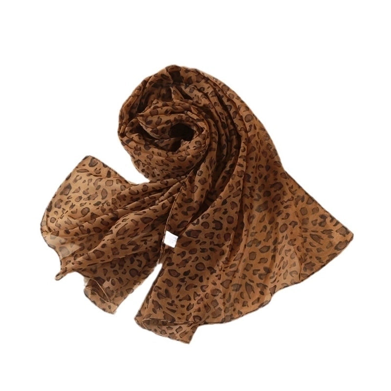 Sand Scarf Summer Small Scarf Dual-use Korean Style Small Scarf Classic Leopard Chiffon Scarf Women Thin Shawl
