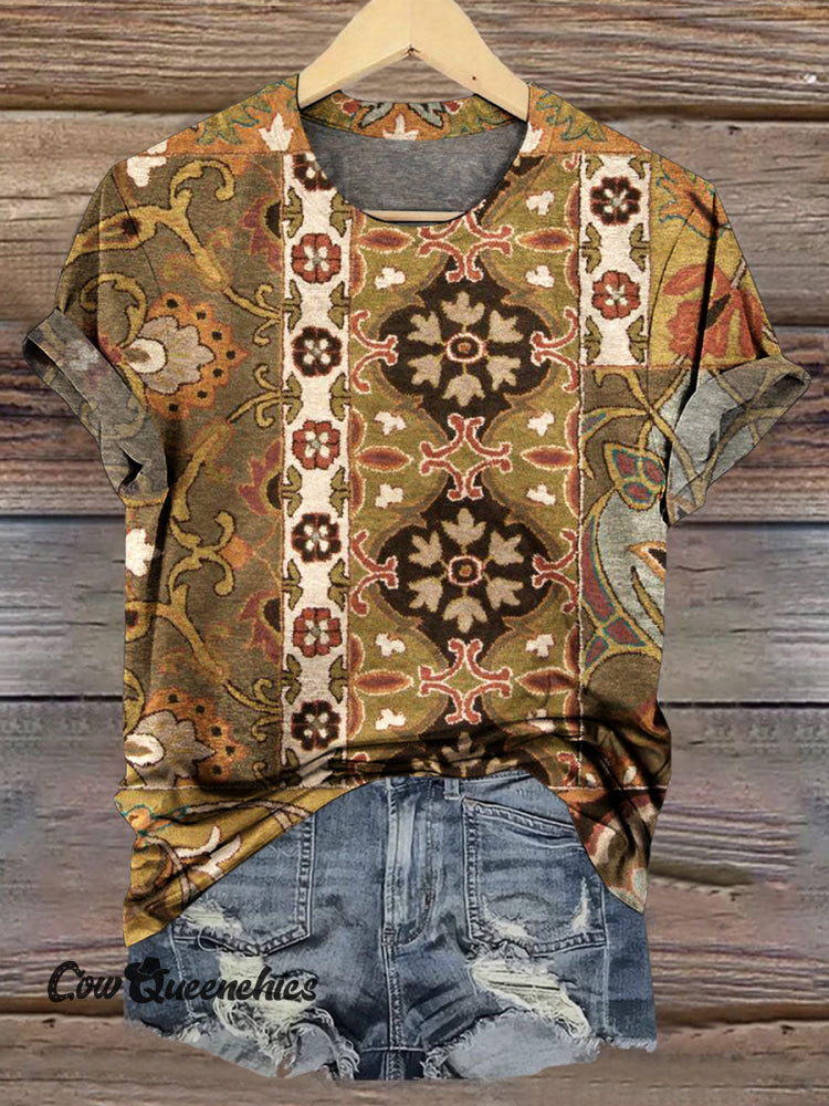 Vintage Print Casual T-shirt Multicolor / S
