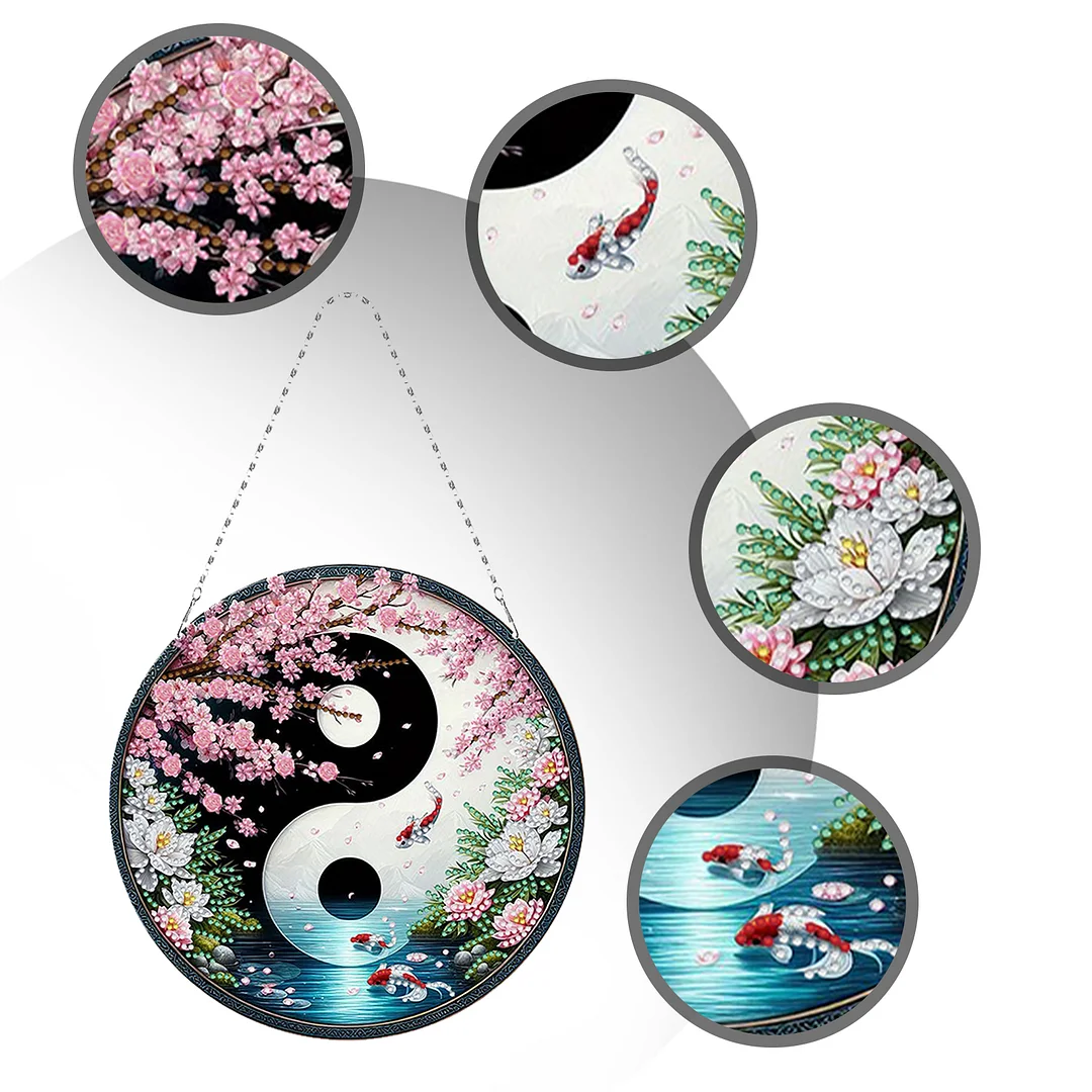 Fish Yin Yang 2D Flat DIY Diamond Painting Set Diamond Art Pendant Home Decor
