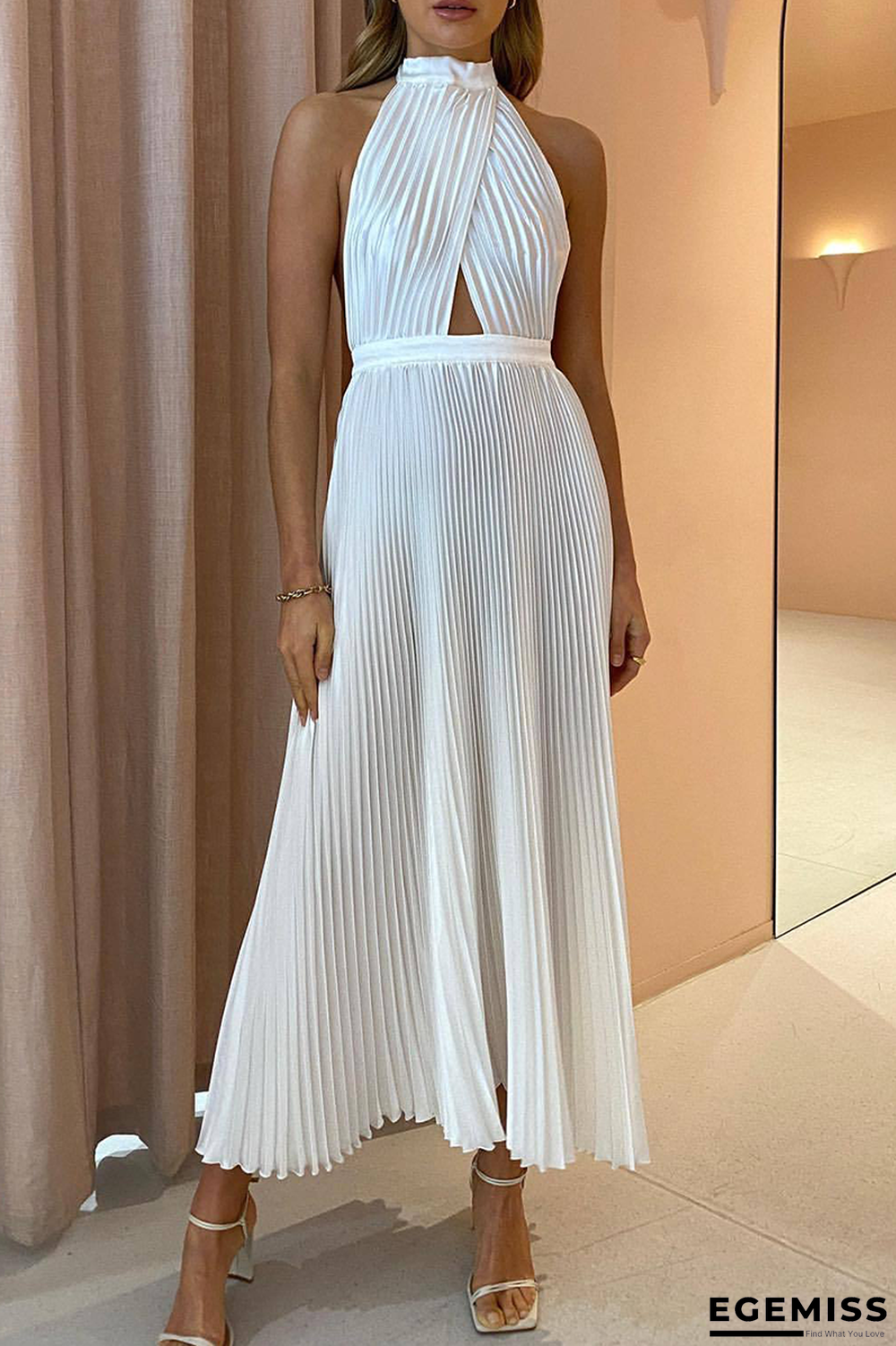 Fashion Geometric Backless Halter Straight Dresses(4 Colors) | EGEMISS