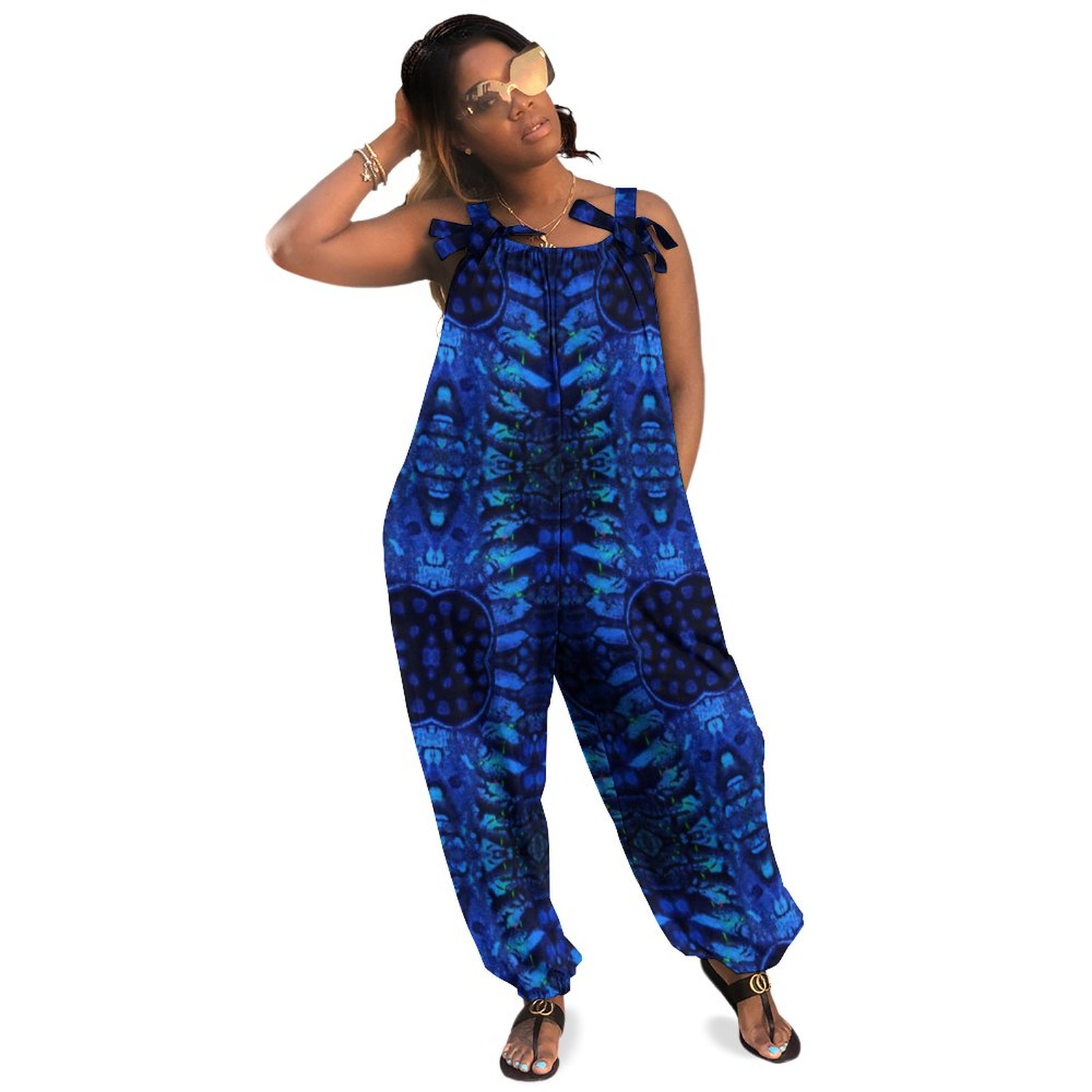 Blue Skeletal Armor By Hammondart Boho Vintage Loose Overall Corset Jumpsuit Without Top
