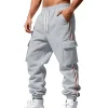 Men's Cargo Jogger Pants With Side Stripes by Inlyline