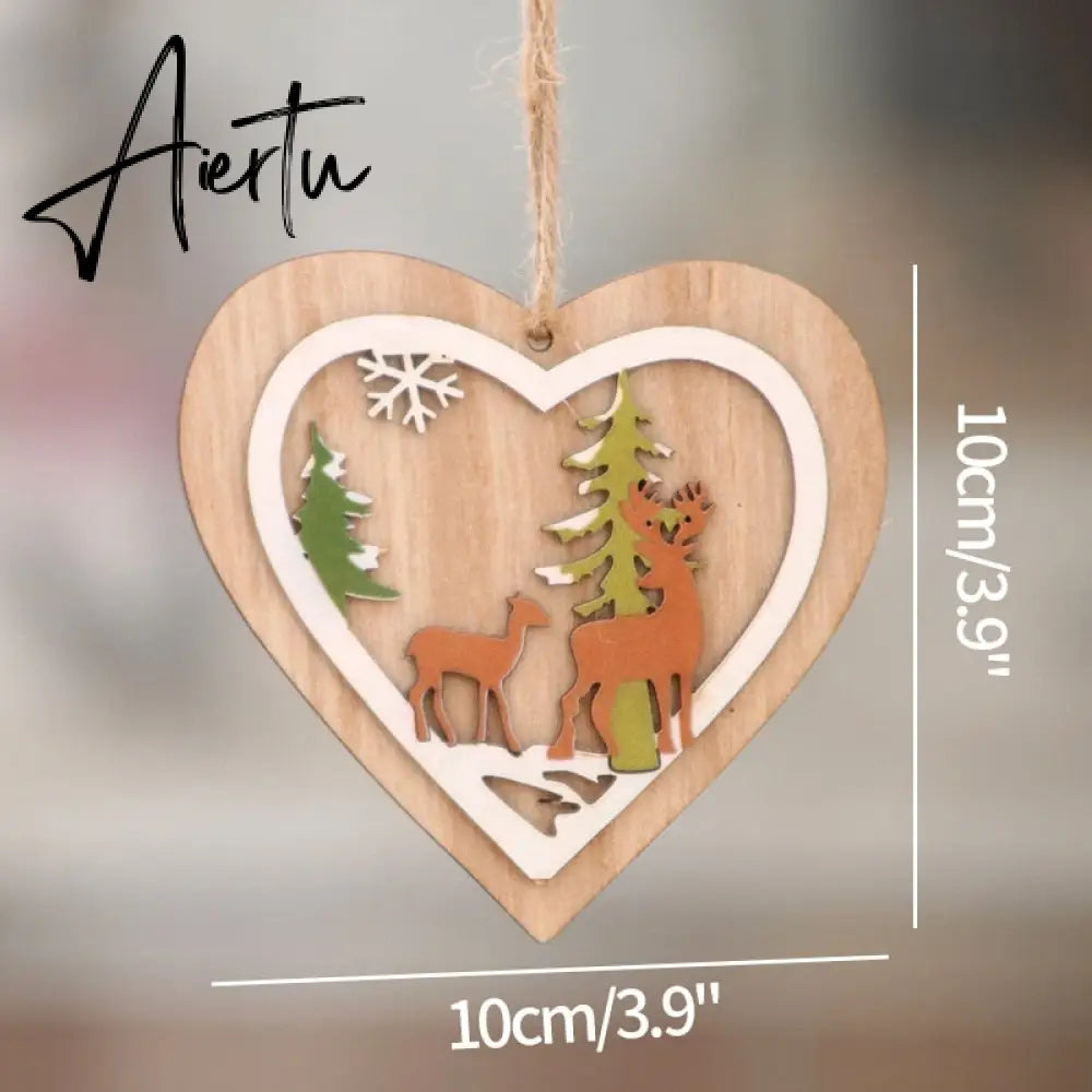 Merry Christmas Hanging Pendants Wooden Christmas Ornaments Decorations for Home Xmas Tree Home Decor New Year Navidad Aiertu