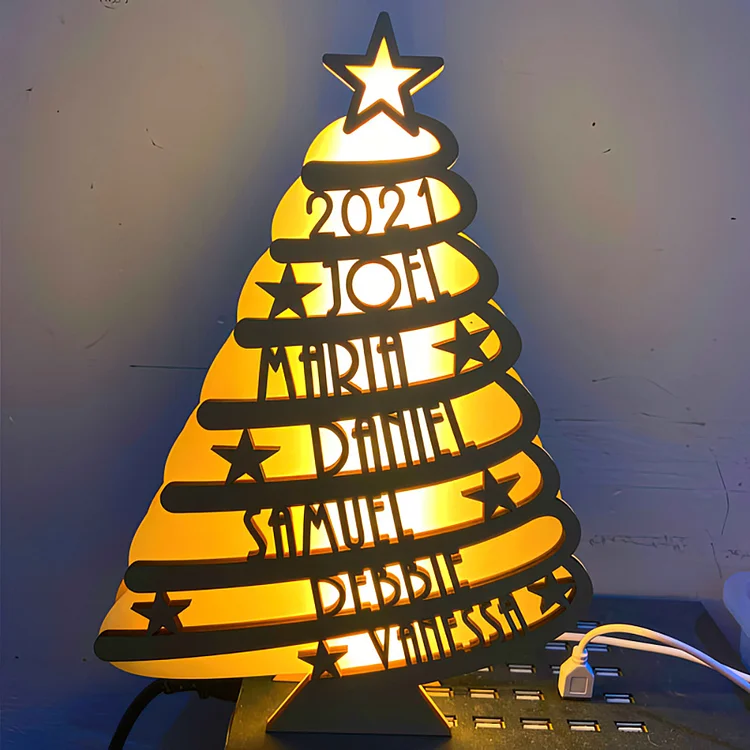 Custom Name Christmas Family Name Tree LED Night Lights