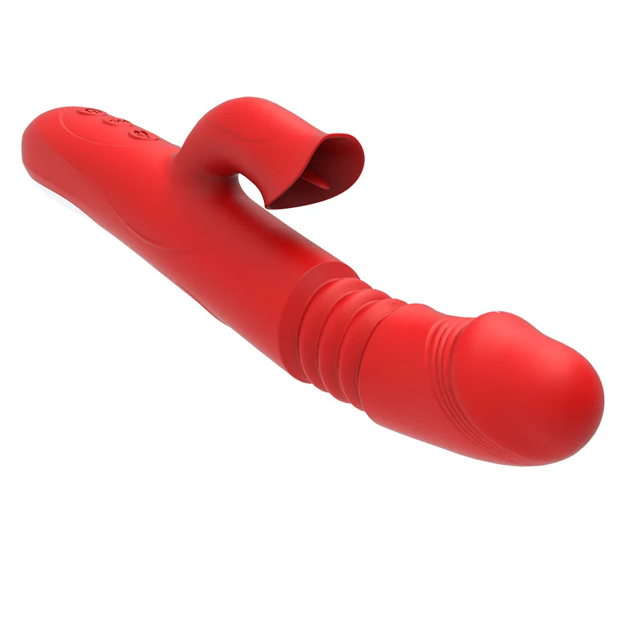 Heating Telescopic Rabbit Vibrator G Spot Clitoris Vagina Stimulator For Women