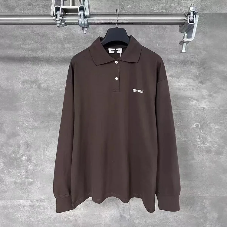 Long Sleeve Pure Cotton Polo Shirt Spring Autumn Casual Loose Fit Men's T-Shirt Couple Style Embroidered Logo