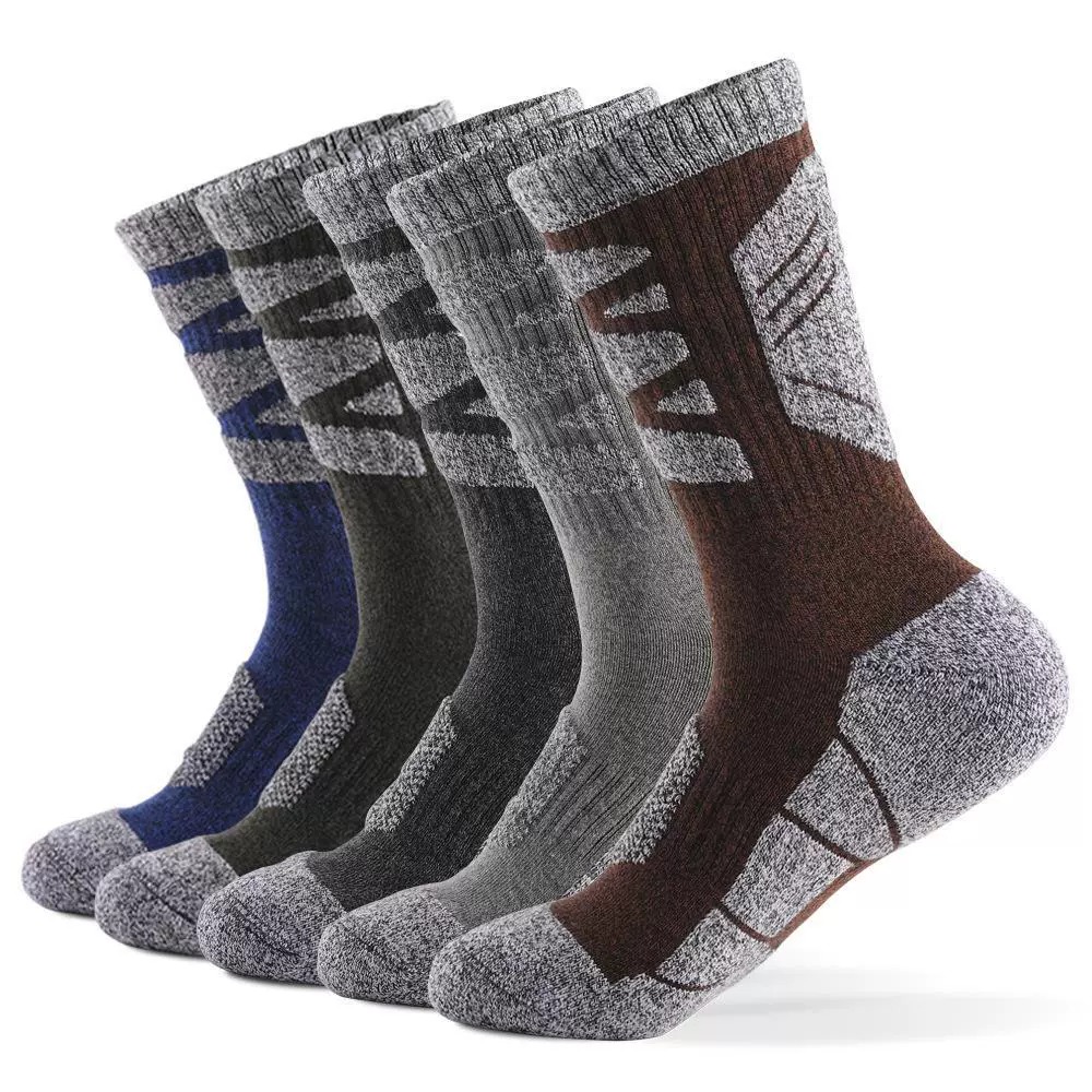 Outdoor Sports Socks With Thickened Towel Sole For Mountaineering Shock Absorption Hiking And Running Mid-tube Socks