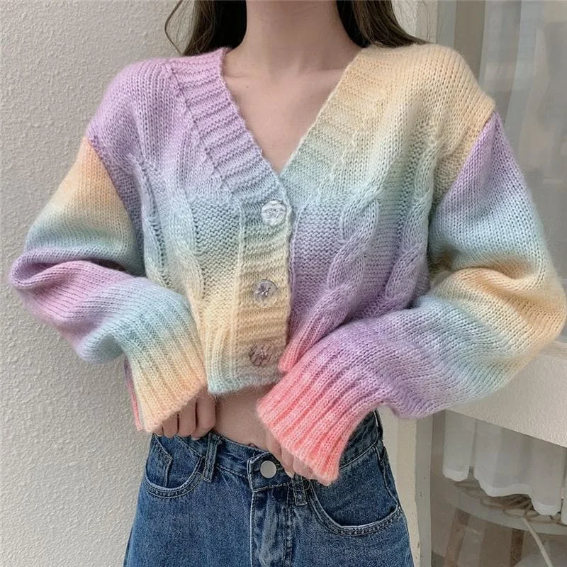 Rainbow Tie Dye Sweater Cardigan SP15302
