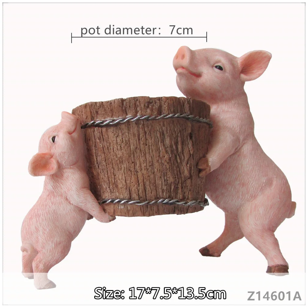 Everyday Collection Cute Pig Animal Figurine Flower Pot Fairy Garden Ornaments Bonsai Home Decoration Gifts For Children